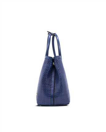 VARIO Hakiki Deri Örgü Kadın Çanta Y94 LACİVERT ÖRGÜ (Navy Blue Knit)
