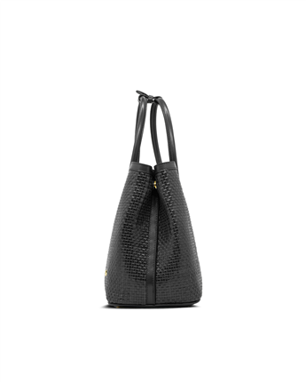 VARIO Hakiki Deri Örgü Kadın Çanta Z139 Siyah Örgü (Black Knitting)