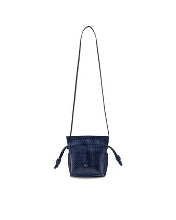 VARIO Hakiki Deri Örgü Kadın Çanta Y94 LACİVERT ÖRGÜ (Navy Blue Knit)