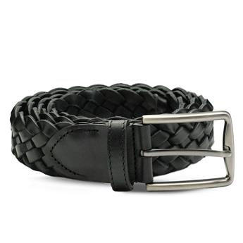 VARIO Hakiki Deri El Örgü Erkek Kemer Z139 Siyah Örgü (Black Knitting)
