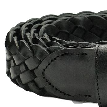 VARIO Hakiki Deri El Örgü Erkek Kemer Z139 Siyah Örgü (Black Knitting)