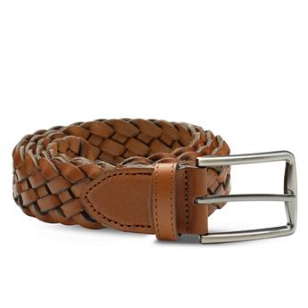 VARIO Hakiki Deri El Örgü Erkek Kemer Z606 TABA ÖRGÜ (Tan Knit)