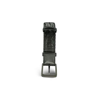 VARIO El Örgüsü Hakiki Deri Erkek Kemer Z139 Siyah Örgü (Black Knitting)