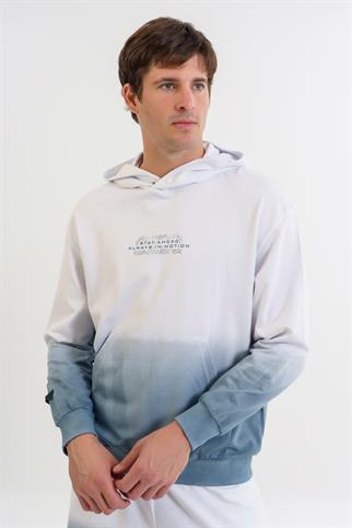 Maraton BOXY FİT Erkek   Düşük Kol Beyaz Sweatshirt 23924