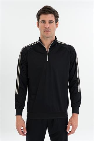 Maraton Comfort Erkek Dik Yaka  Takma Kol Siyah Sweatshirt 23880