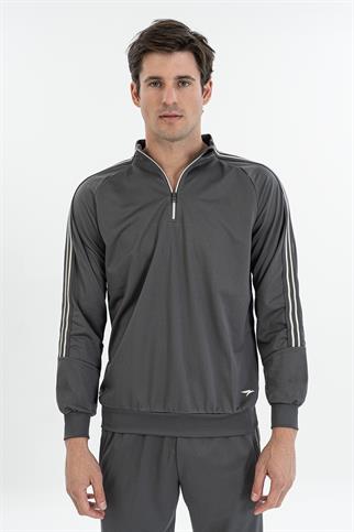 Maraton Comfort Erkek Dik Yaka  Takma Kol Antrasit Sweatshirt 23880
