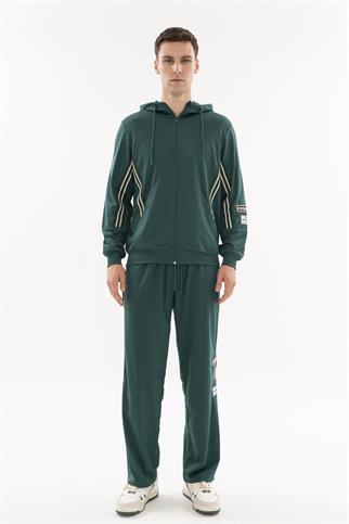 Maraton Comfort Erkek Kapüşonlu  Yeşil Eşofman Üstü