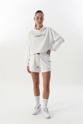Maraton Comfort Kadın Kapüşonlu  Beyaz- Sweatshirt