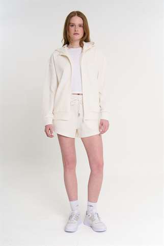 Maraton Comfort Kadın Kapüşonlu  Ekru Eşofman Üstü