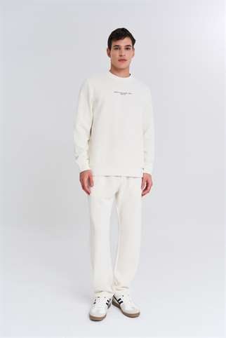 Maraton  Erkek Bisiklet Yaka  Ekru Sweatshirt
