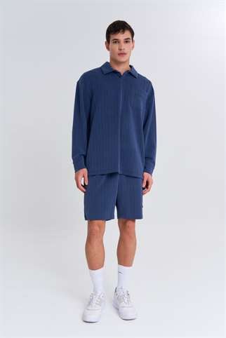 Maraton  Erkek Polo Yaka  Açık Lacivert- Sweatshirt
