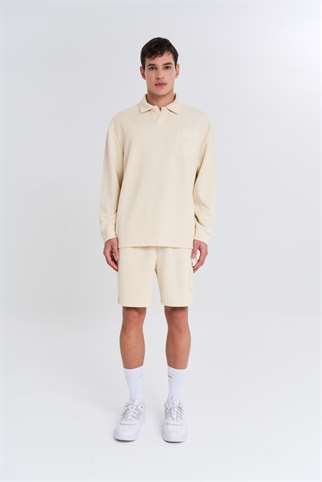 Maraton  Erkek Polo Yaka  Ekru Sweatshirt