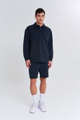 Maraton  Erkek Polo Yaka  Siyah Sweatshirt
