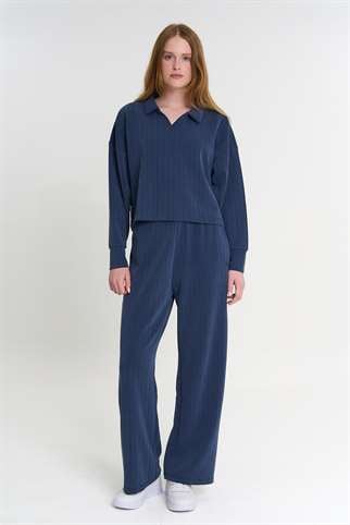 Maraton  Kadın Polo Yaka  Açık Lacivert- Sweatshirt