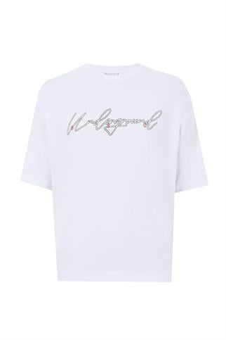 Maraton Oversize Erkek Bisiklet Yaka  Kısa Kol Beyaz T-shirt 23894