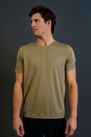 Maraton Regular Erkek Bisiklet Yaka  Açık Haki- T-shirt