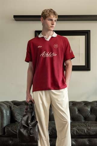 Maraton RELAX Erkek APAÇ YAKA  Bordo T-shirt