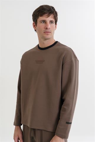 Maraton RELAX FİT Erkek Bisiklet Yaka  Takma Kol Kakao Sweatshirt 23751