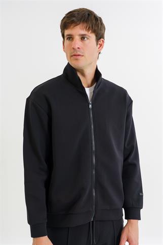 Maraton RELAX FİT Erkek Dik Yaka  Reglan Kol Siyah Eşofman Üstü 23498