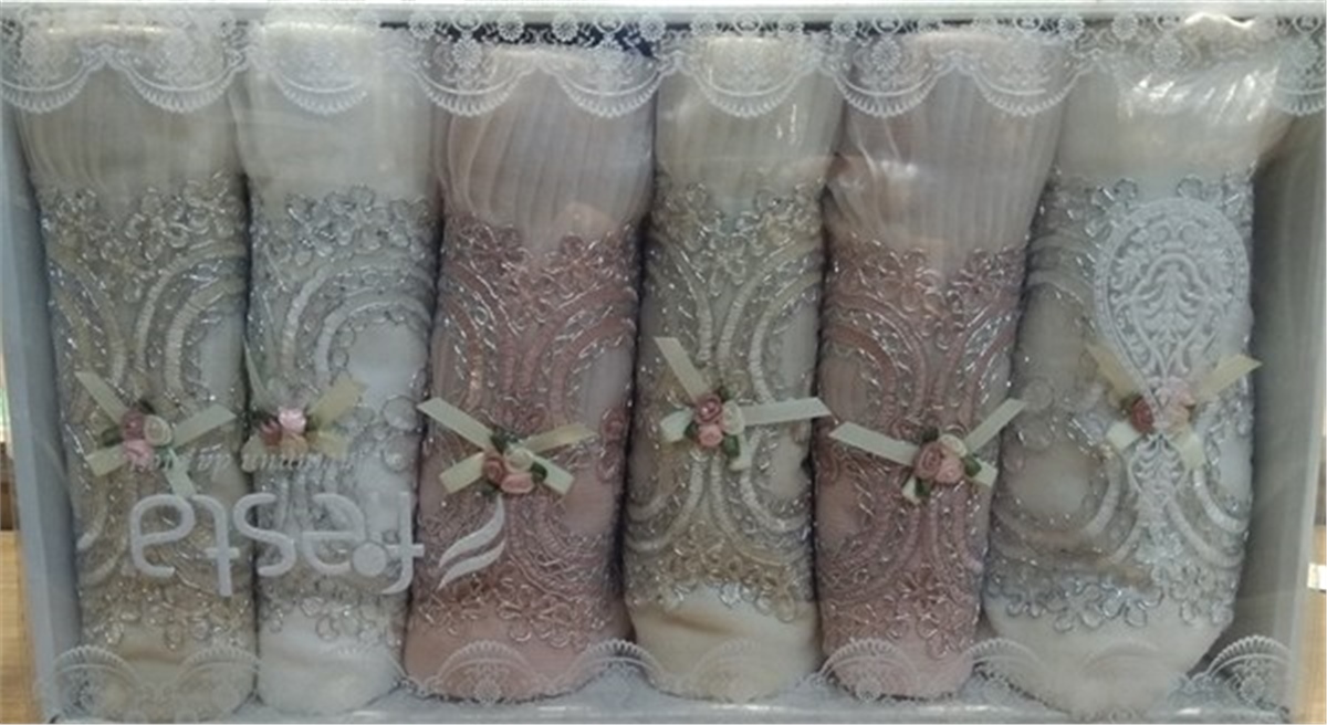 50X90 Elif Kadife Pliseli 6 Lı Set Havlu