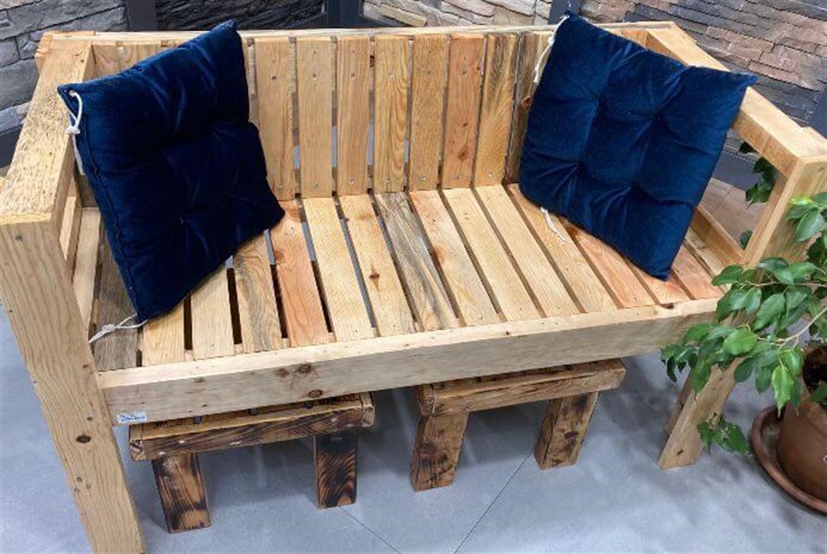 Ahşap İkili Koltuk Boyanabilir El Yapımı 114x53 cm