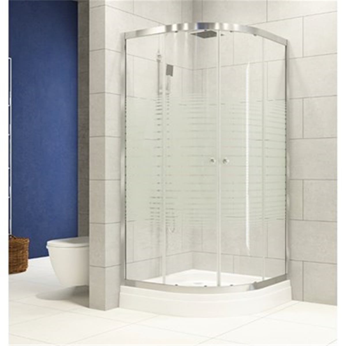 Duşakabin Çizgili Teknesiz Oval 90x90