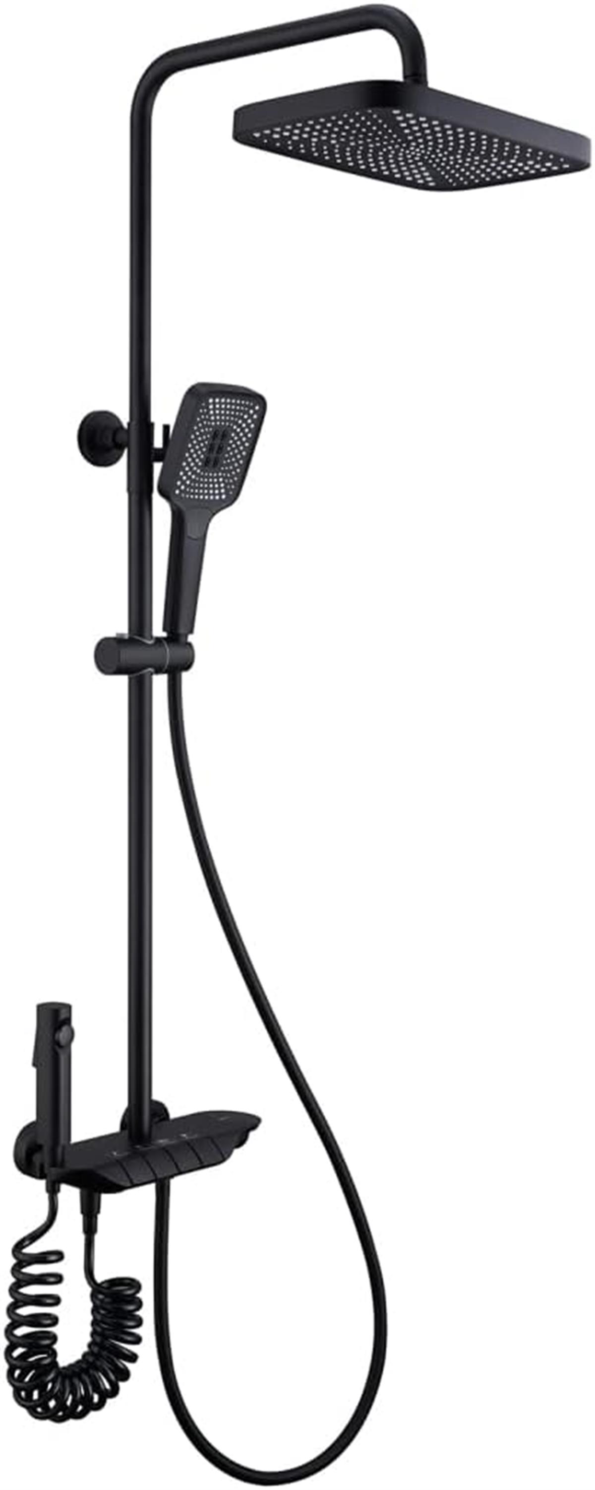 Fleko Piano Siyah Robot Tepe Duş Seti Yağmur Tepe Banyo 4 Tuşlu Batarya Dahil Siyah Duş Seti