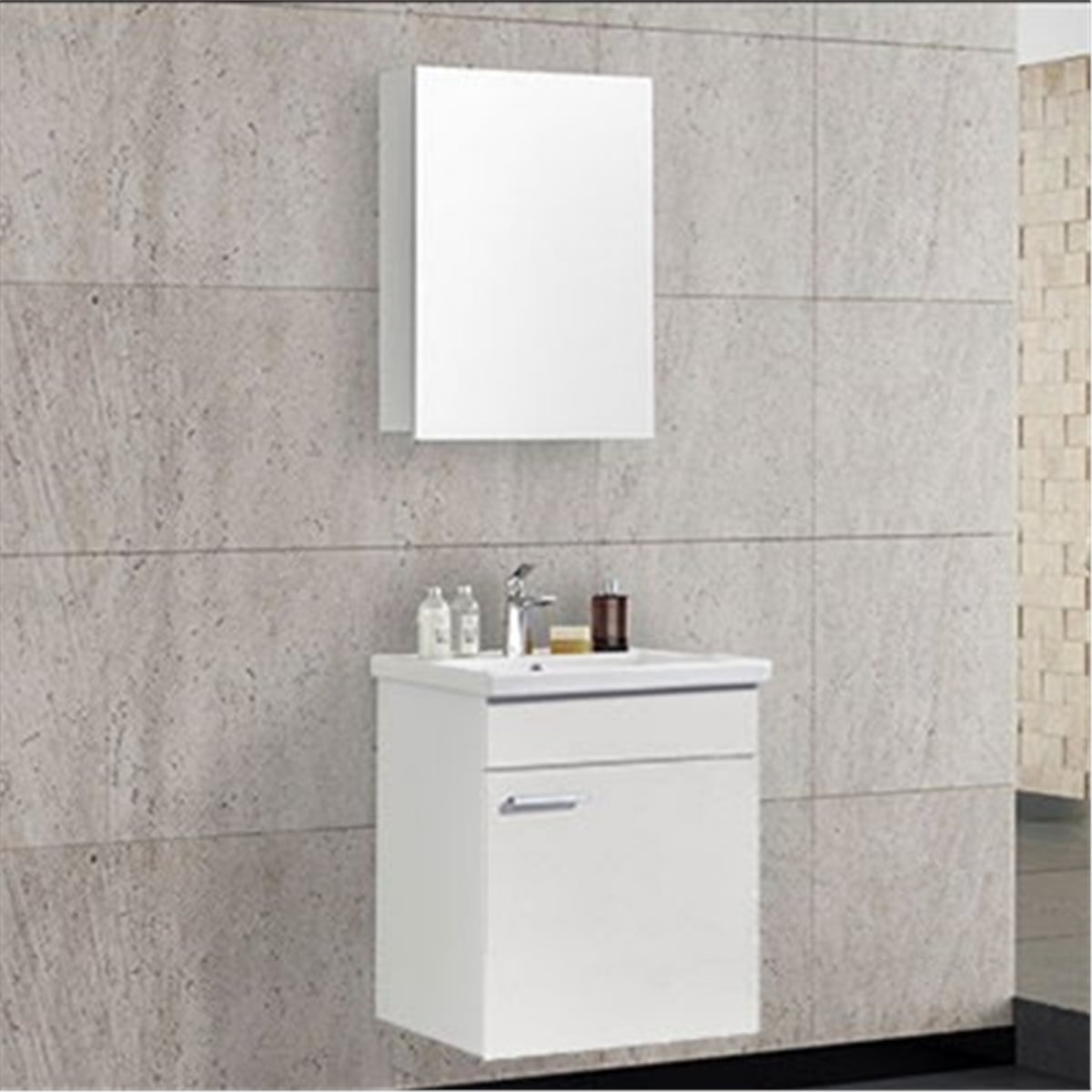Gold Banyo Adonis Beyaz Banyo Dolabı 55 Cm Seramik Lavabo