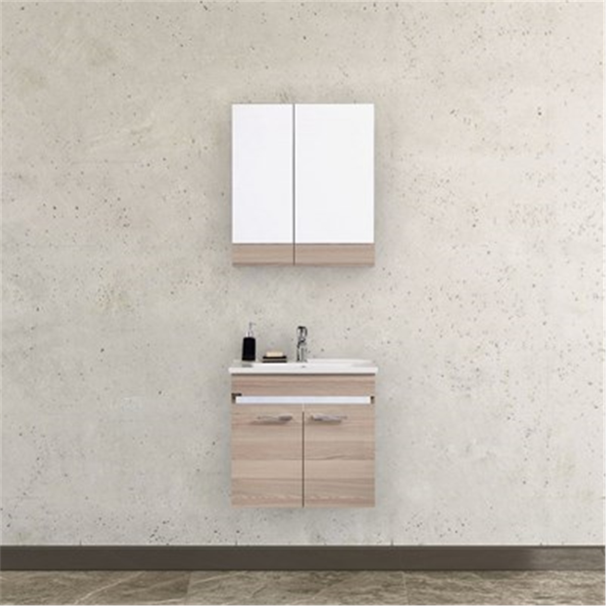 Gold Banyo Alba Ceviz Banyo Dolabı 65 Cm Seramik Lavabo
