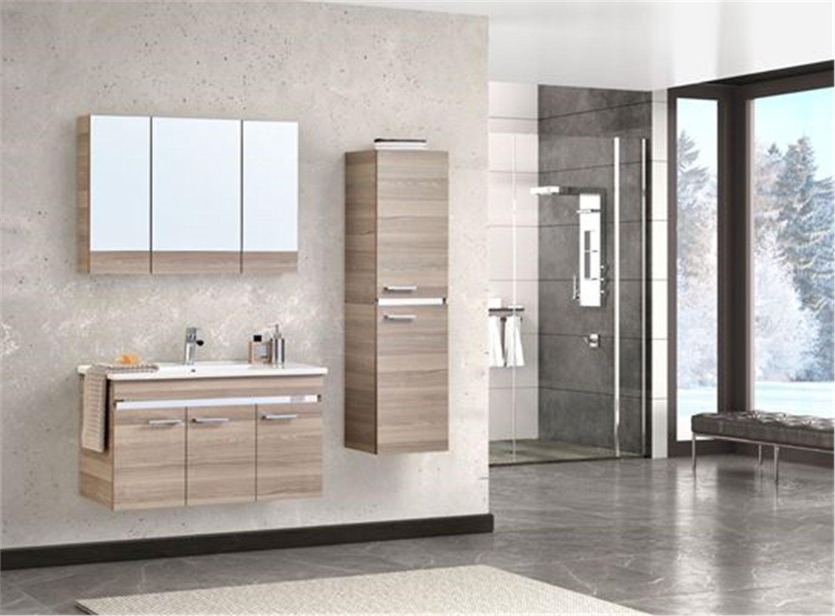 Gold Banyo Alba Sonomo Banyo Dolabı 100 Cm Seramik Lavabo