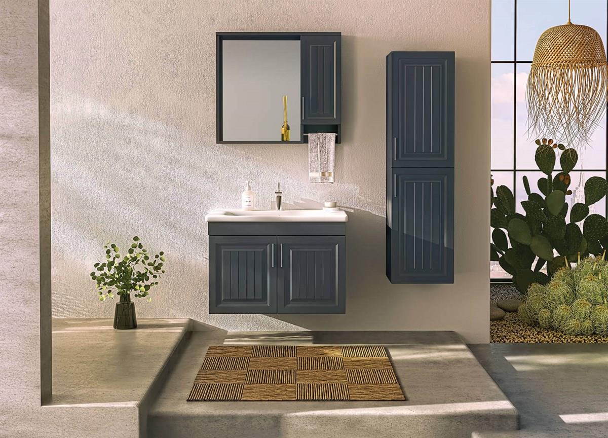 Gold Banyo Aria 80 Cm Antrasit Banyo Dolabı