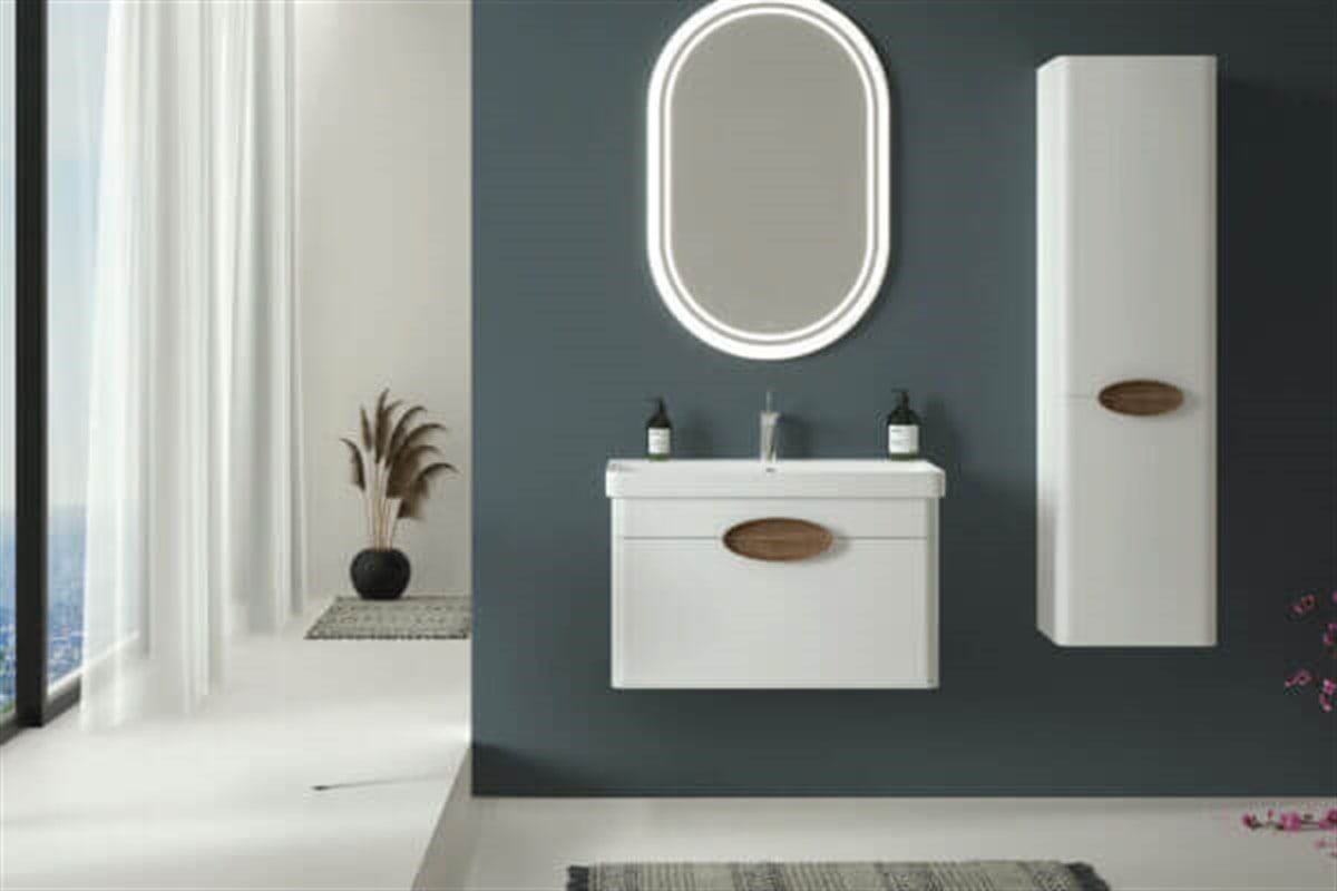 Gold Banyo Elsa Beyaz Banyo Dolabı 80 Cm Seramik Lavabo