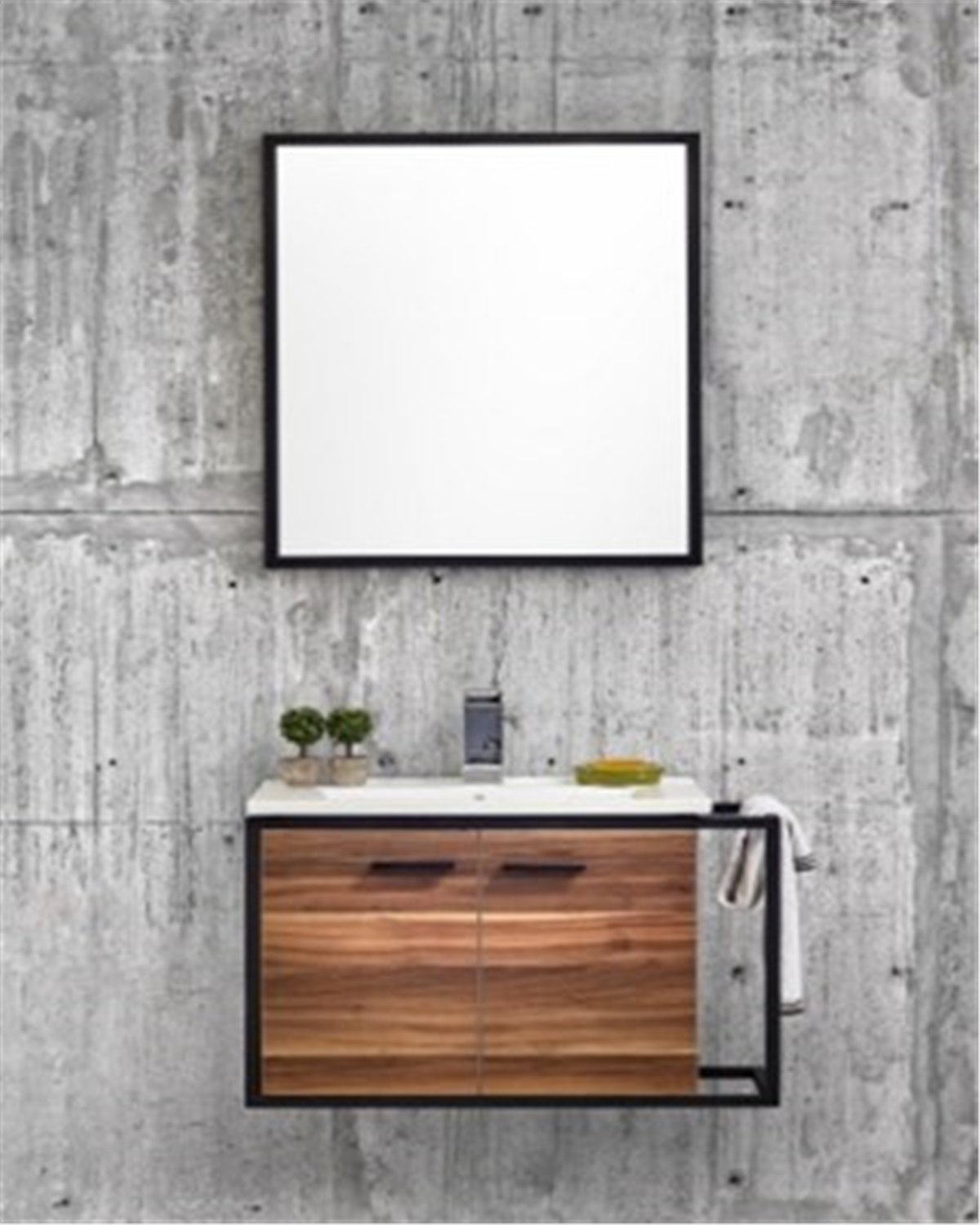 Gold Banyo Leon Siyah Banyo Dolabı 75 Cm Serarmik Lavabo