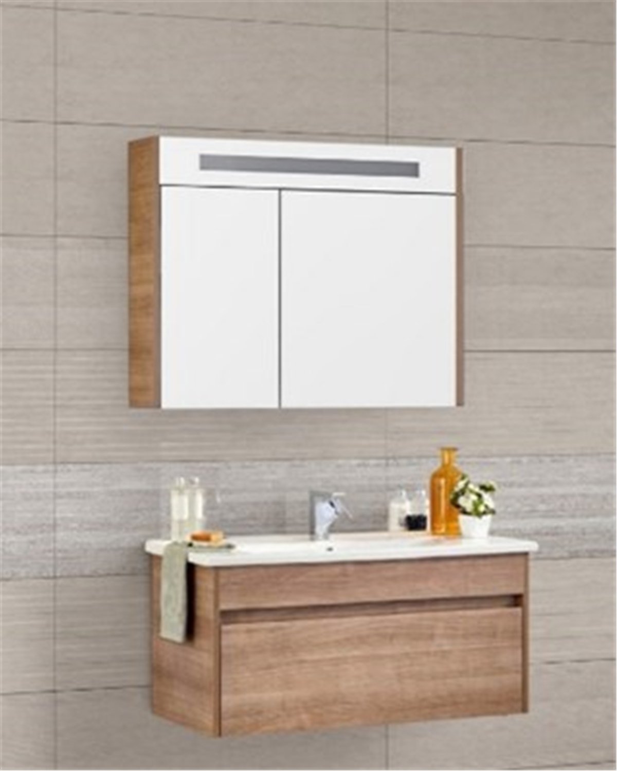 Gold Banyo Perimelis Marbella Kiraz Banyo Dolabı 80 Cm Seramik Lavabo