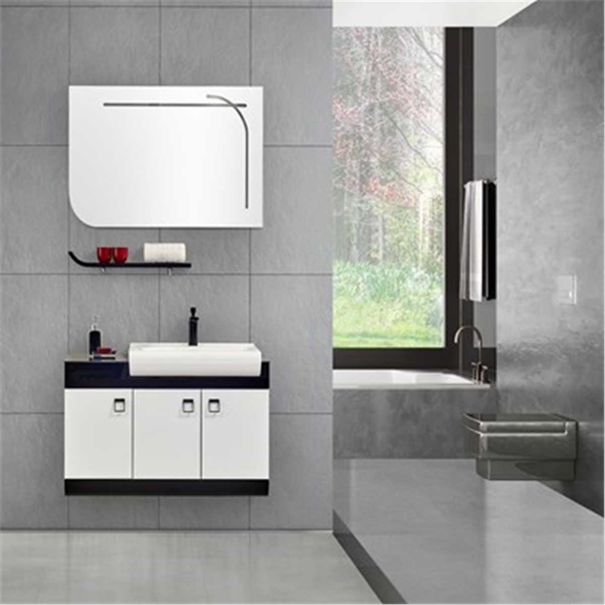 Gold Banyo Pietra Beyaz Banyo Dolabı 100 Cm Seramik Lavabo