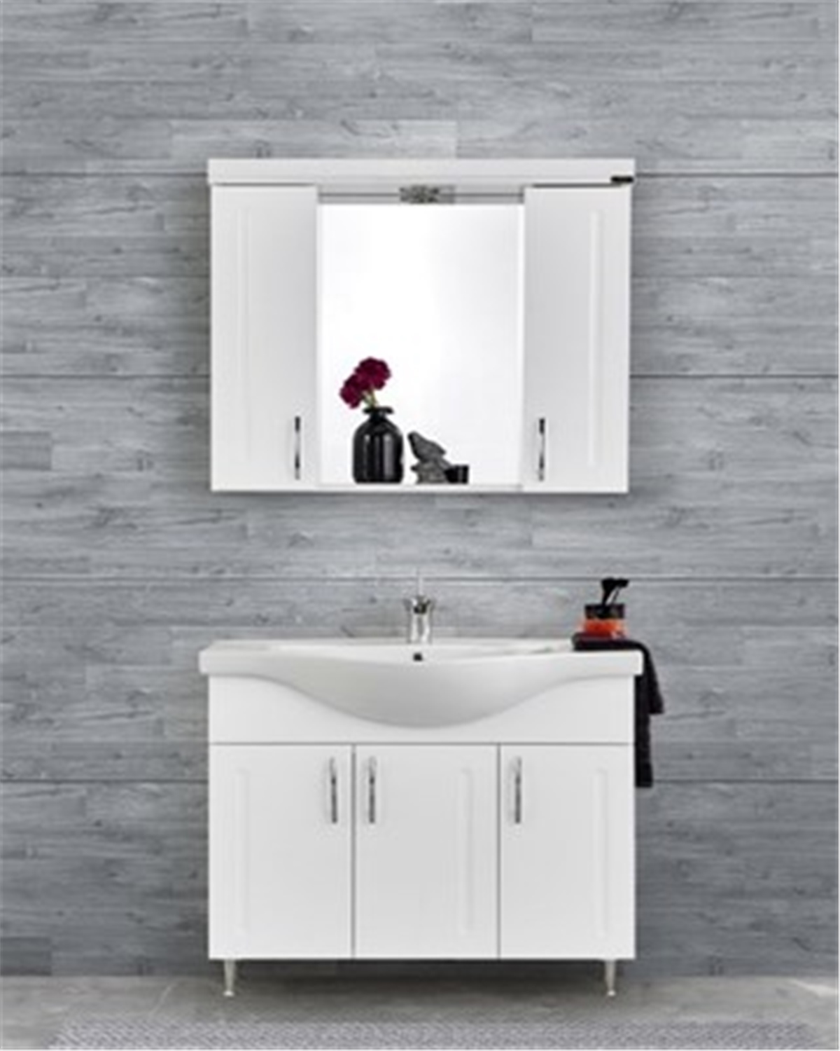 Gold Banyo Plus Beyaz Banyo Dolabı 100 Cm Seramik Lavabo
