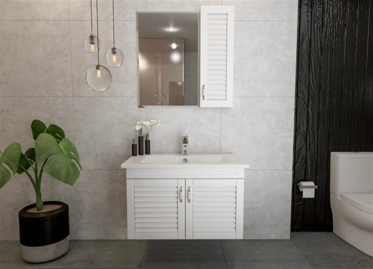 İnnova Linda Beyaz Banyo Dolabı 80 Cm