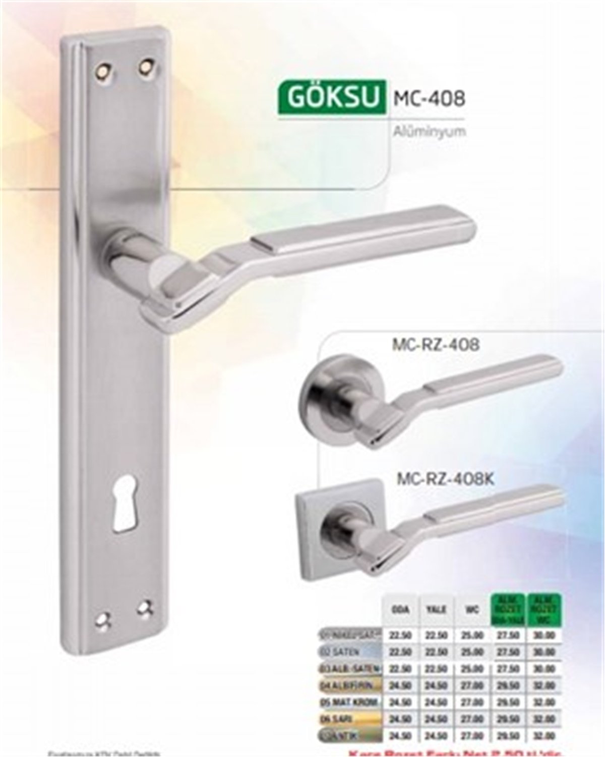 Kapı Kolu Göksu Nıkel Saten Oda