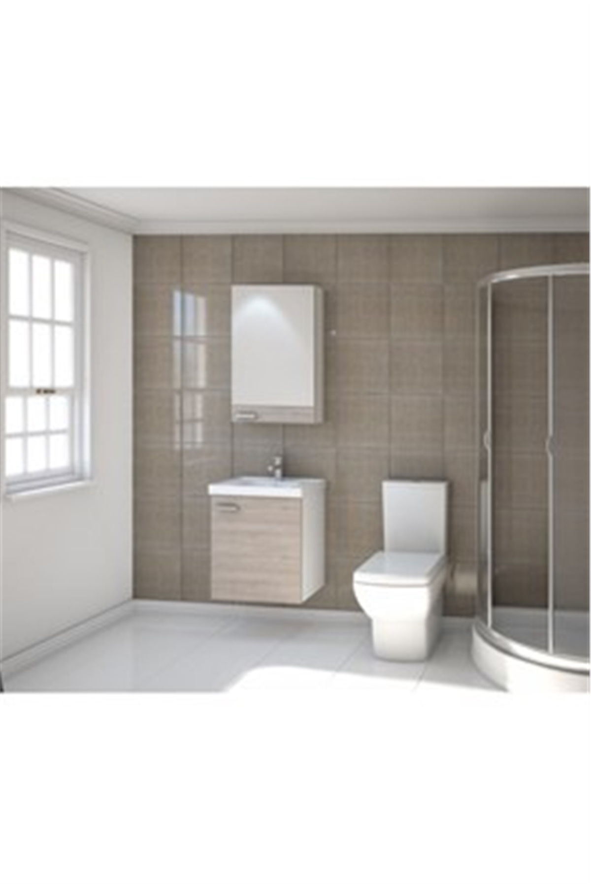 Kare Banyo Terra Ceviz Banyo Dolabı 80 Cm Seramik Lavabo