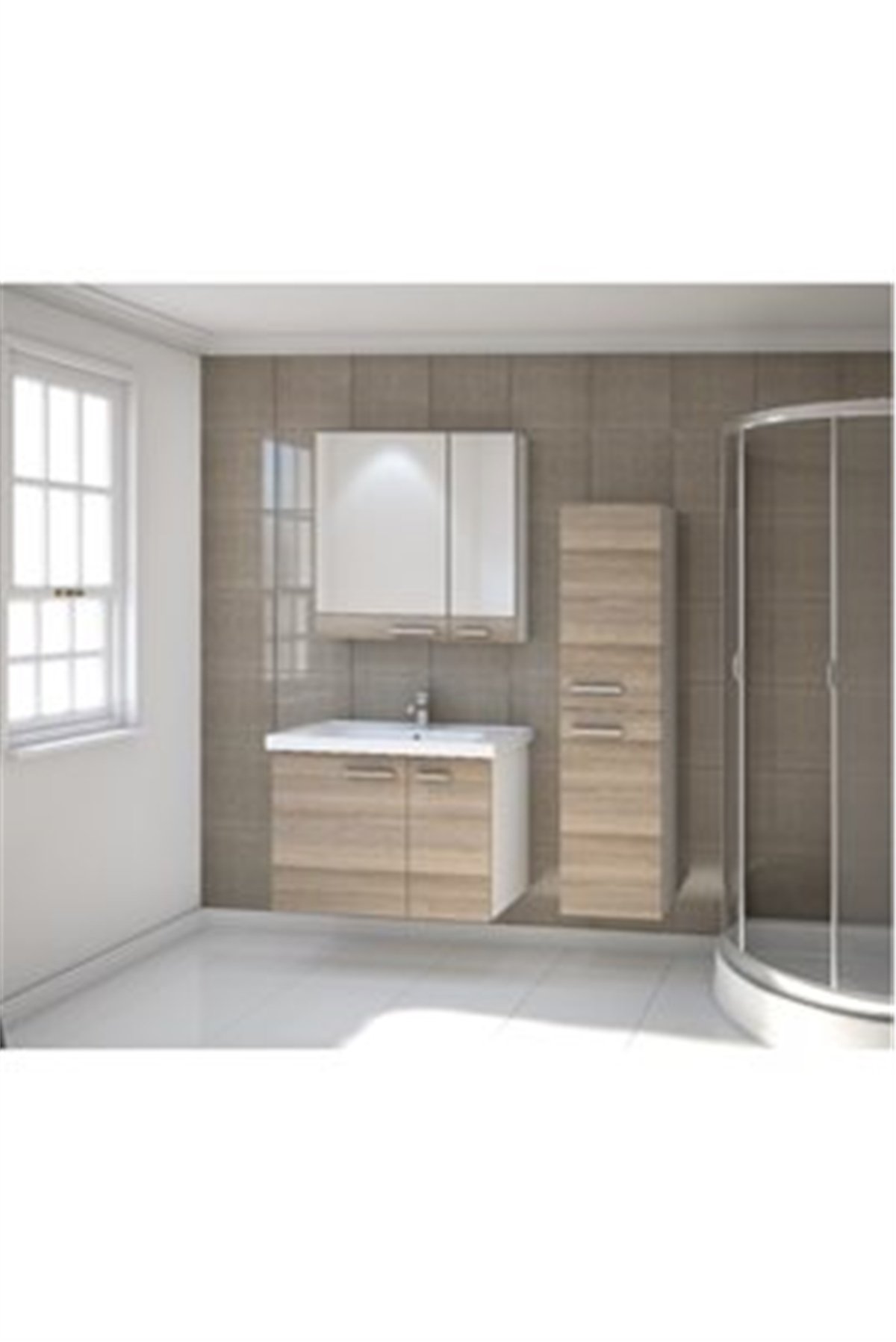 Kare Banyo Terra Sacramento Banyo Dolabı 80 Cm Seramik Lavabo