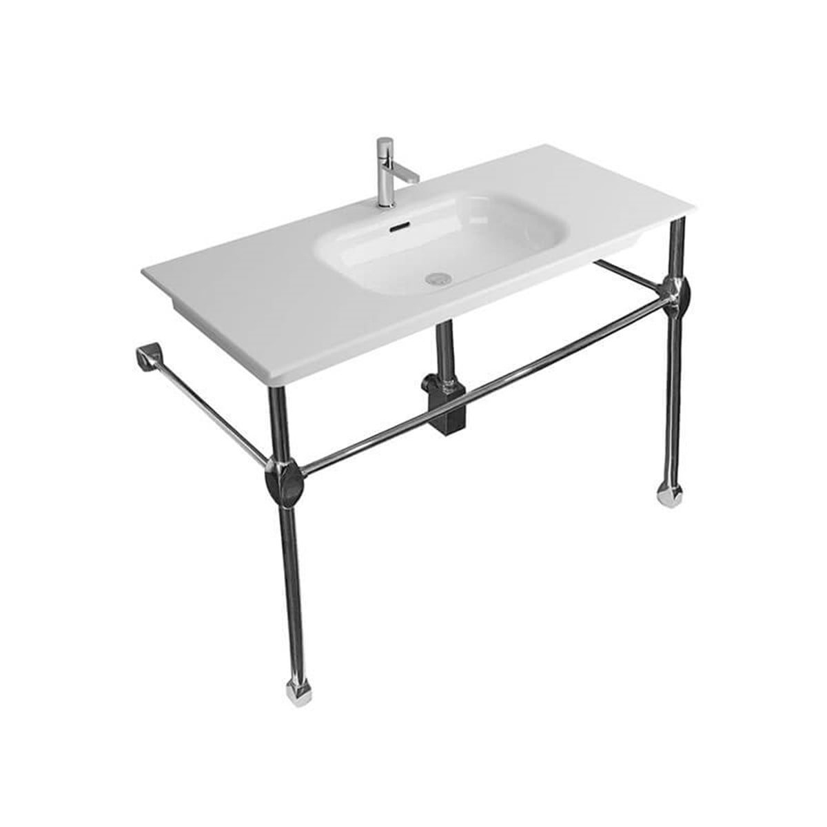 Newarc Elite Etajerli Krom Ayaklı 80 cm Tek Delikli Lavabo