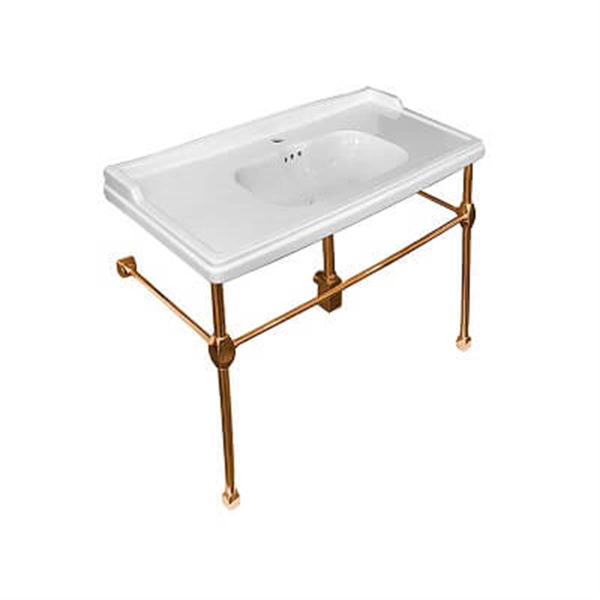 Newarc Elite Tek Delikli Etajerli Altın Ayaklı 100 Cm Lavabo