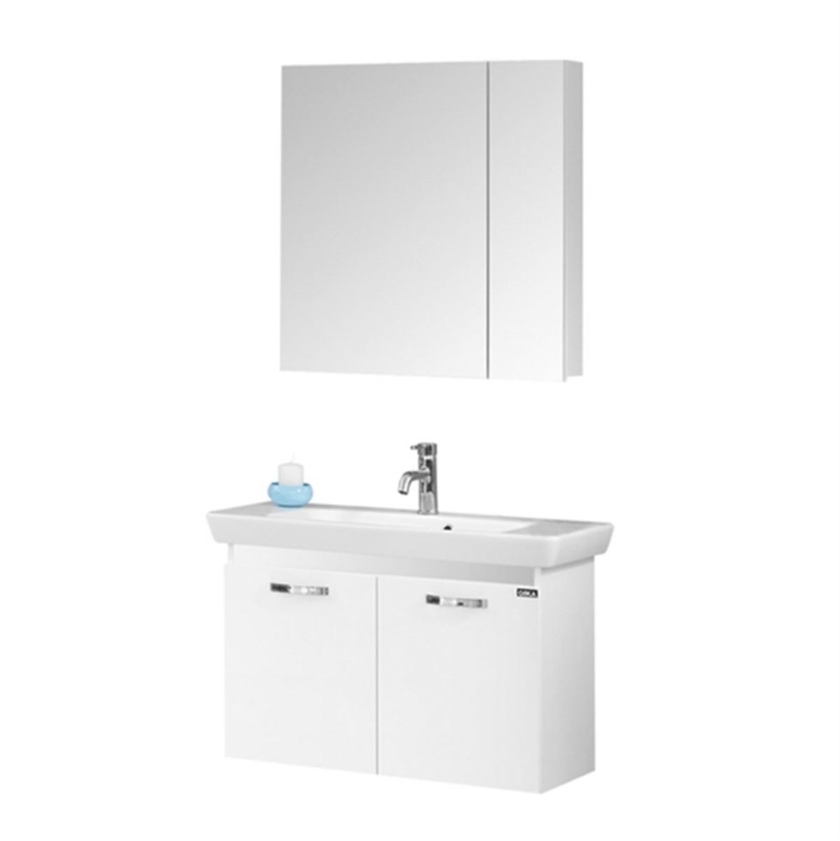 Orka Banyo Bafa Beyaz Banyo Dolabı 85 Cm Seramik Lavabo