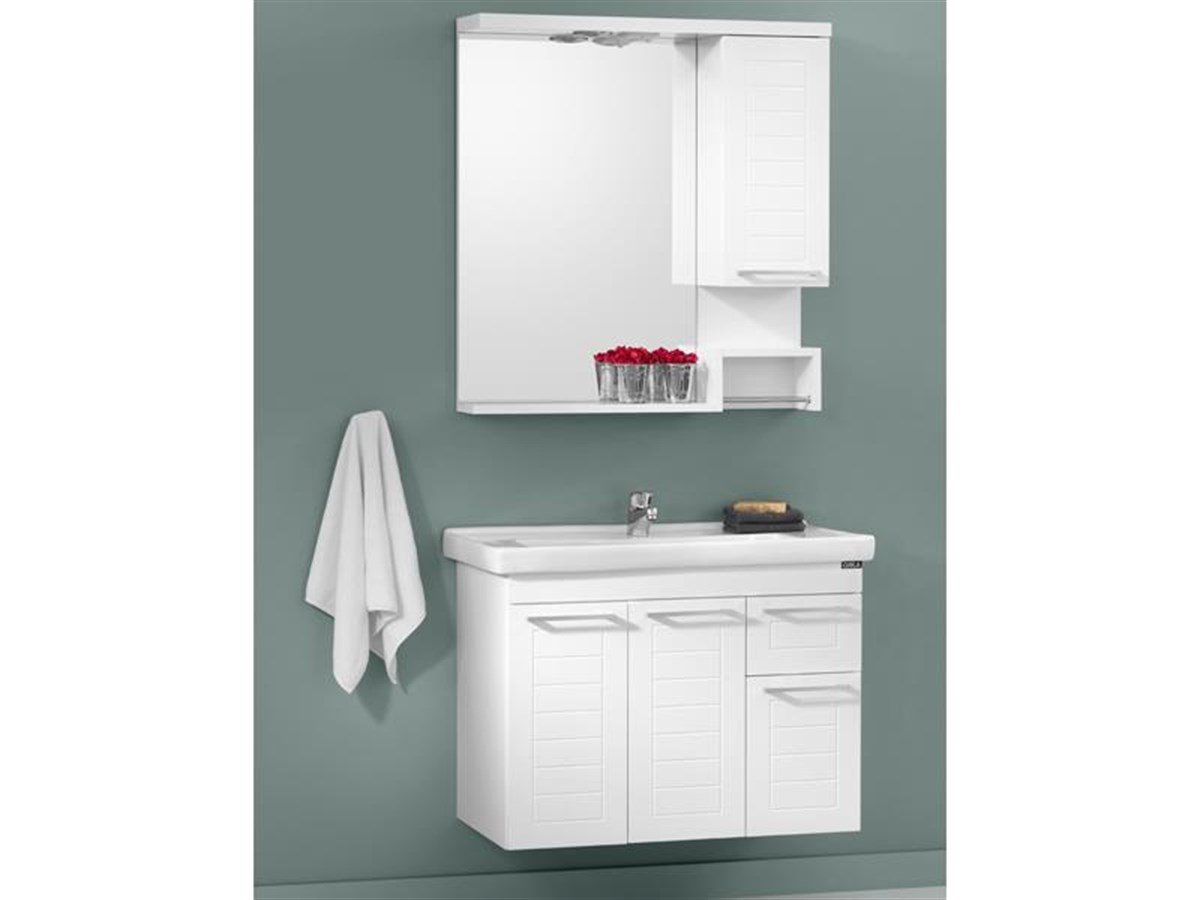 Orka Banyo Perge V2 85 Cm Banyo Dolabı Sağ Parlak Beyaz