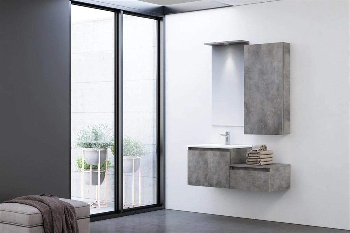 Orka Banyo Sidney 110 Cm Banyo Dolabı Retro Gümüş