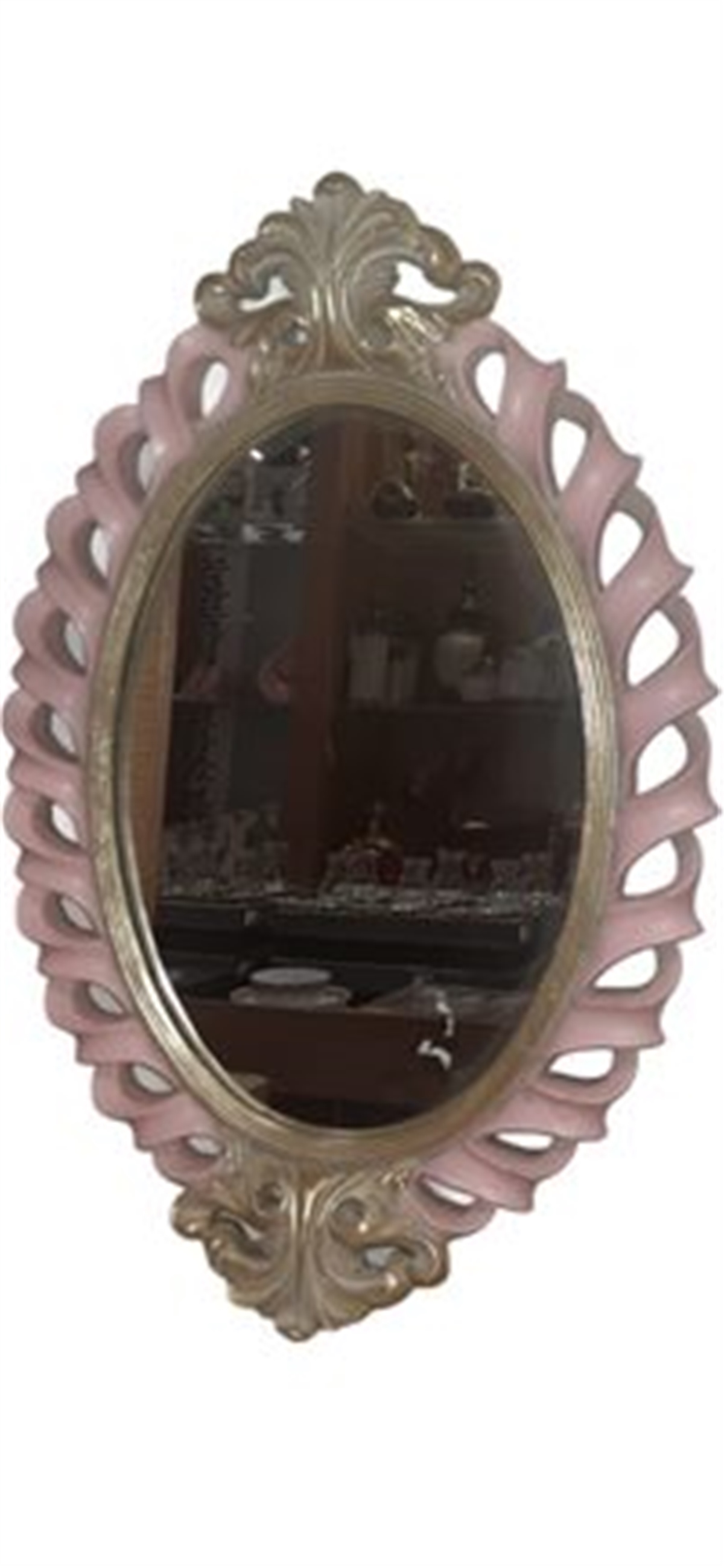 Porio M54-127 Örgü Kenarlı Pembe Oval Tepsi 28x44