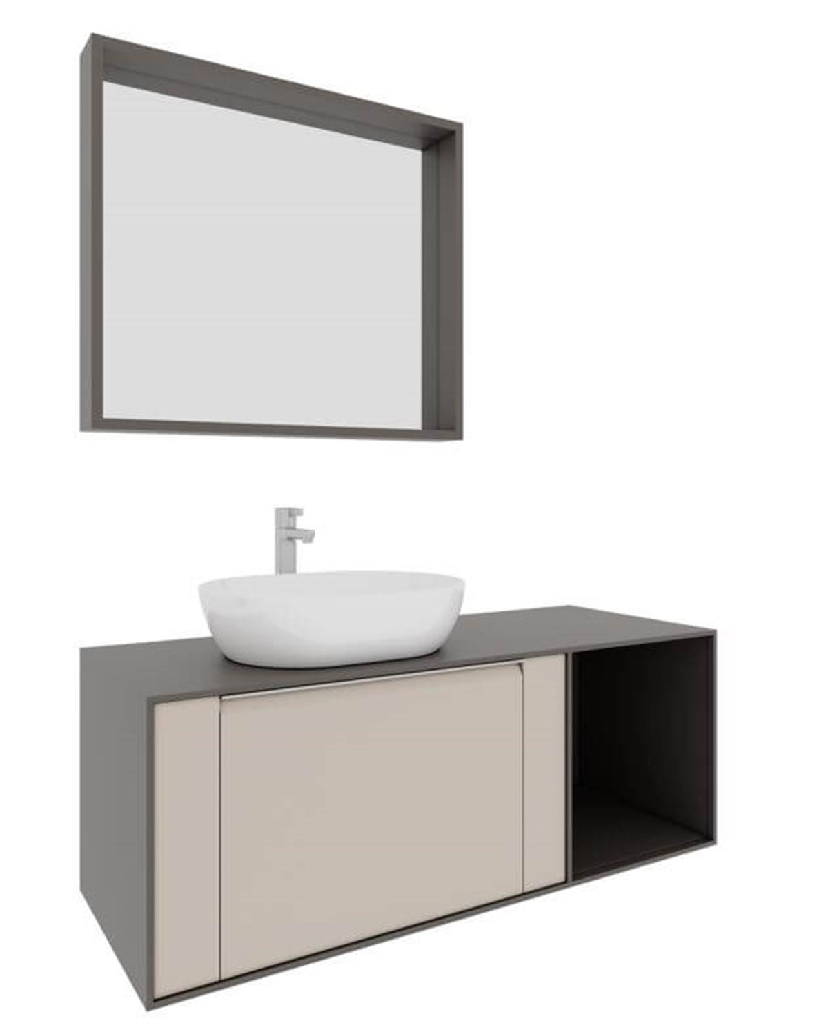 Seramiksan Banyo Dolabı Plura Duo 100 Cm Vizon