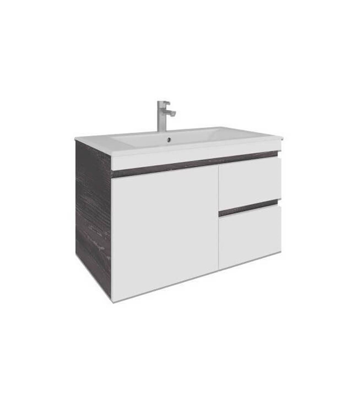 Seramiksan Banyo Dolabı Vico Duo 80 Cm Urban Wood & Kanvas Beyaz + Lavabo