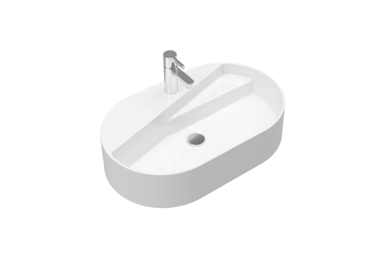Seramiksan Livello Tezgah Üstü Batarya Delikli 65 Cm Beyaz Lavabo