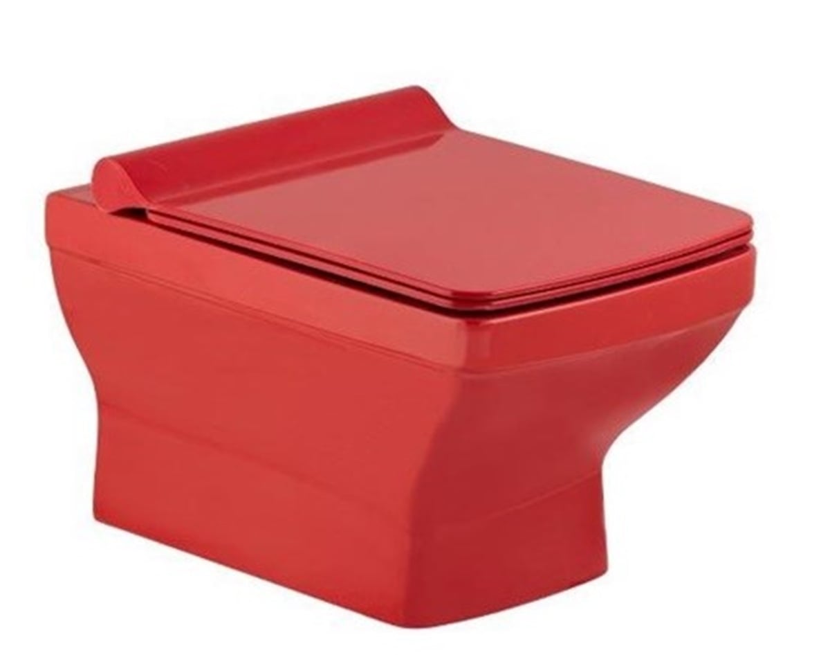 Seramiksan Silva Asma Klozet Parlak Kırmızı+Soft Kapak A041045